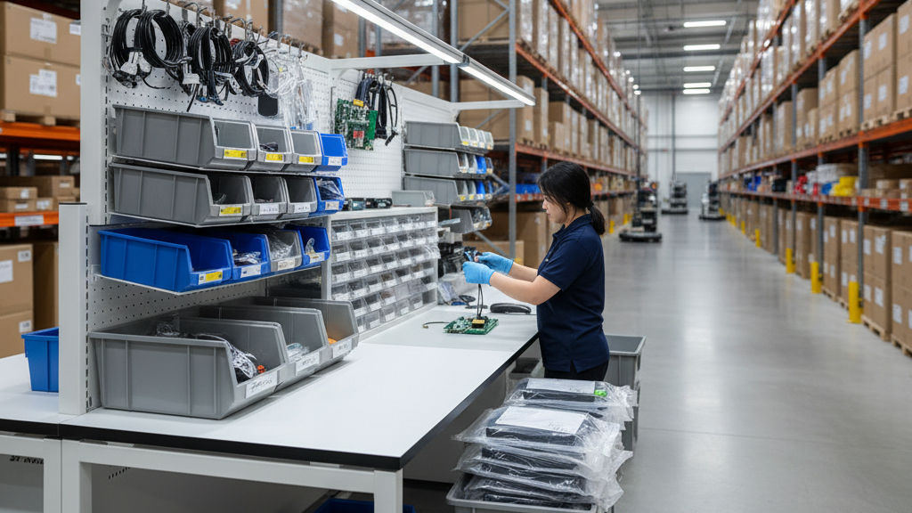 Kitting station assembling bundled products